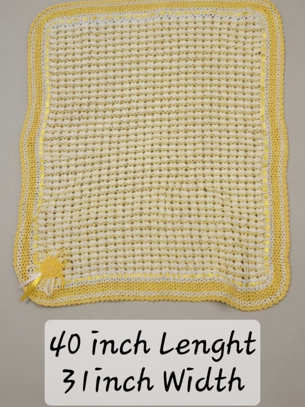 Soft Crochet Baby Blanket in Yellow and White
